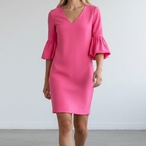 Trina Turk Surprising Dress Venus Pink‎ Bell Sleeve Mini Shift Size 10